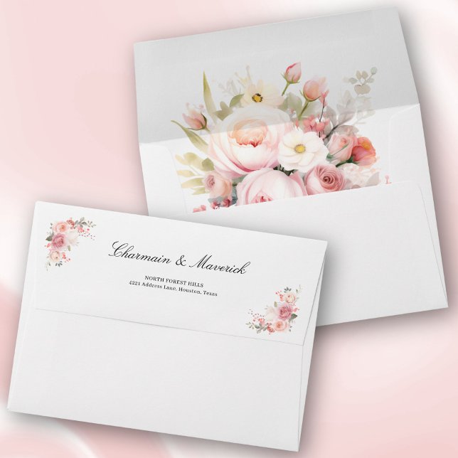 Elegant Rose Pink Wedding Flower Envelope (Creator Uploaded)