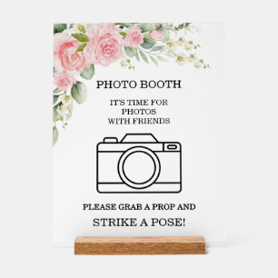 Elegant Rose Pink Wedding Photo Booth  Acrylic Sign