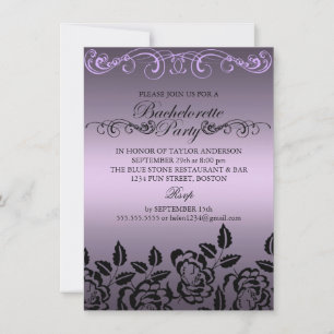 Elegant Rose Purple Bachelorette Party Invitation