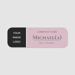 Elegant Rose Quartz Pink Black Modern Company LOGO Name Tag
