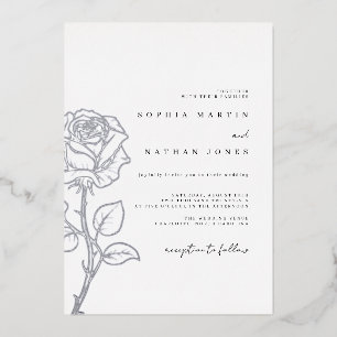 Elegant Rose Real Silver Foil Wedding 
