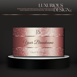 Elegant Rose Red Sparkle Glitter and Initials Business Card