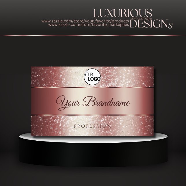 Elegant Rose Red Sparkle Glitter Logo and Initials Business Card (Creator Uploaded)