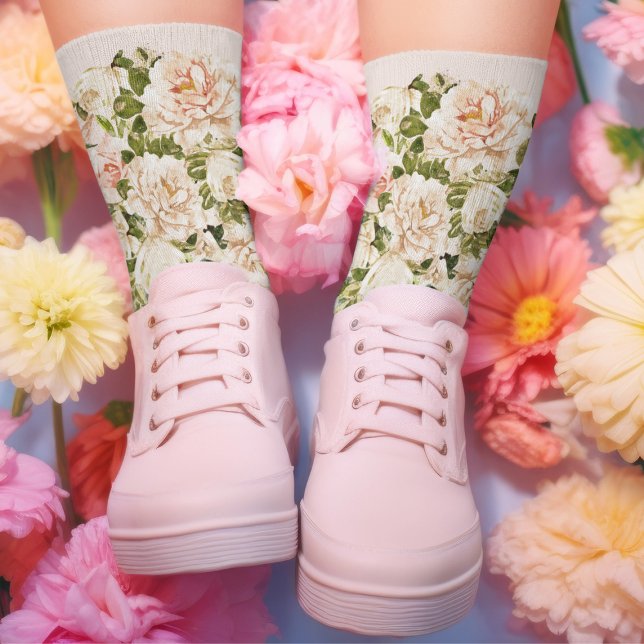 Elegant Rose Romance Floral Feminine MUM Socks (Creator Uploaded)