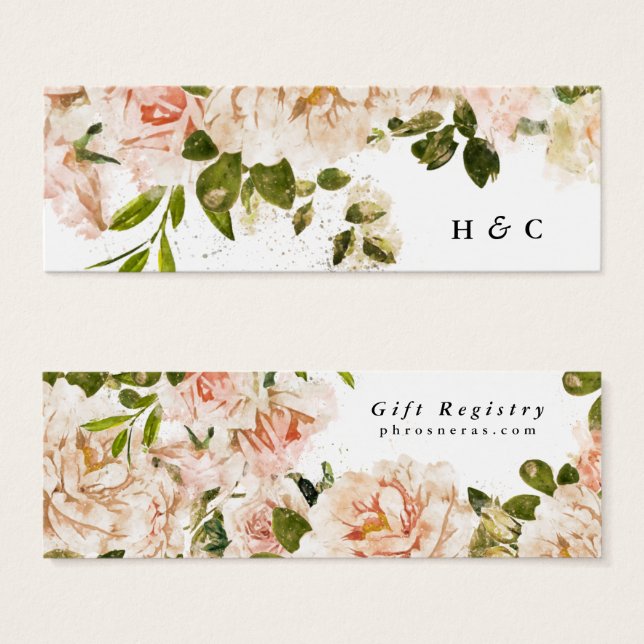 Elegant Rose Romance Registry Insert Card (Front & Back)