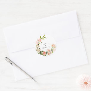 Elegant Rose Romance Wedding Classic Round Sticker