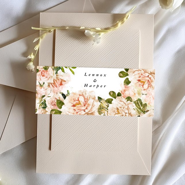 Elegant Rose Romance Wedding Invitation Belly Band (Creator Uploaded)