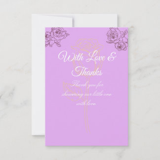 Elegant Rose Sketch Baby Shower Thank You Card