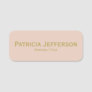 Elegant Rose Smoke Pink & Gold Font: Professional Name Tag