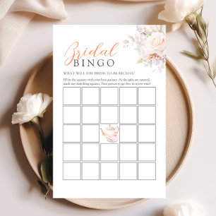Elegant Rose Tea Party Bridal Shower Bingo Game