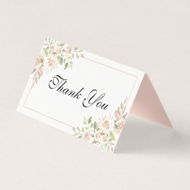Elegant Rose Thank You Pink Floral Wedding  (Front)