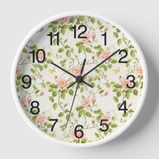 Elegant Rose Vine Flourish Clock