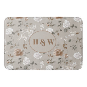 Elegant Rose & Vine Pattern Bath Mat