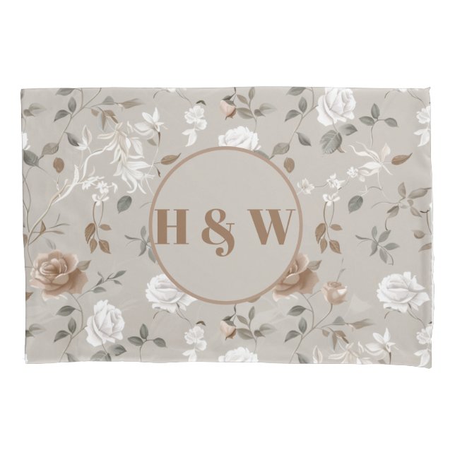 Elegant Rose & Vine Pattern Pillowcase (Front)