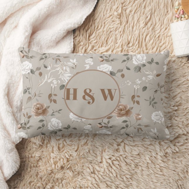 Elegant Rose & Vine Pattern Throw Pillow (Blanket)