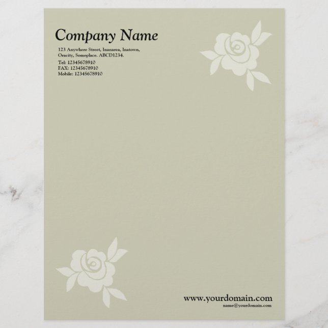 Elegant Rose - Warm Beige Customized Letterhead (Front)
