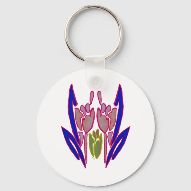 Elegant Rose Watercolor Art Print Key Ring (Front)