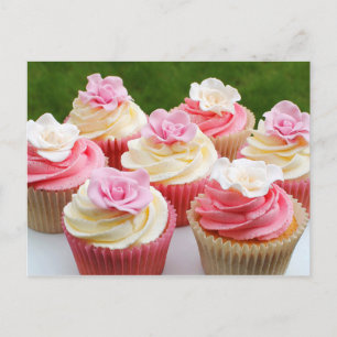 Elegant Rose Wedding Cupcakes Postcard