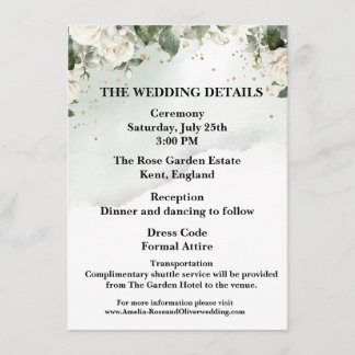 Elegant Rose Wedding Details Card