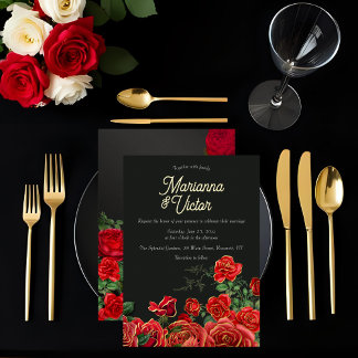 Elegant Rose Wedding Foil Invitation