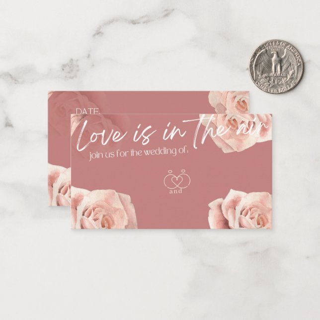 Elegant Rose Wedding invitation-Love is in the Air Card (Front/Back In Situ)