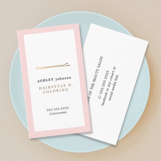 Elegant Rose White Faux Gold Hairdresser Business Card (Creator Uploaded)