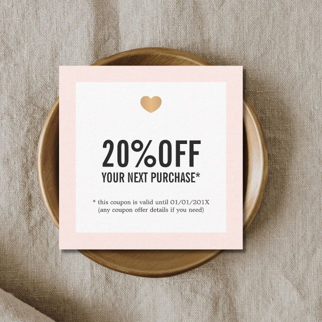 Elegant Rose White Faux Gold Heart Salon Coupon (Creator Uploaded)