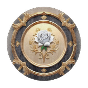 Elegant Rose with Ornate Decorative Frame Cutting Board