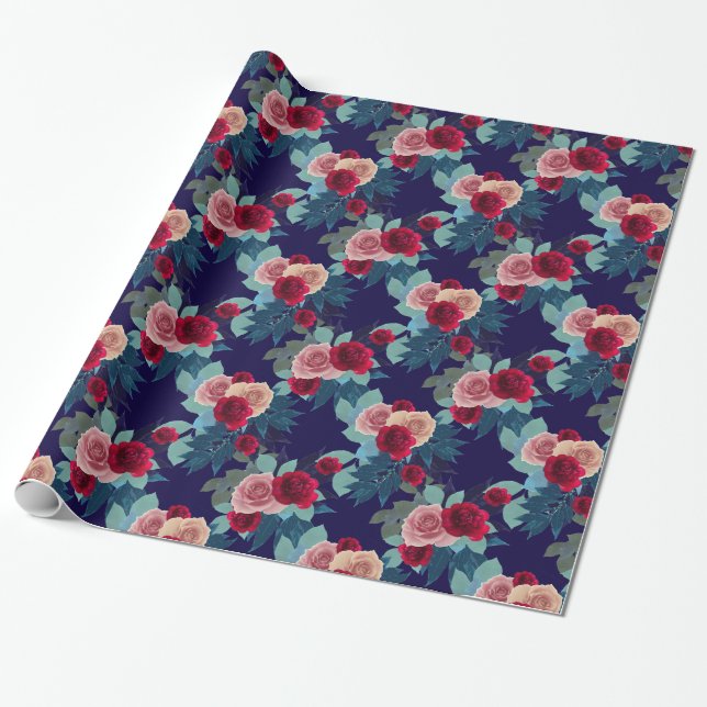 Elegant Rose Wrapping Paper (Unrolled)