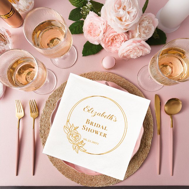 Elegant Rose Wreath Bridal Shower Stamped Foil Napkins (Elegant Rose Wreath Outline Bridal Shower Gold Stamped Foil Napkins)