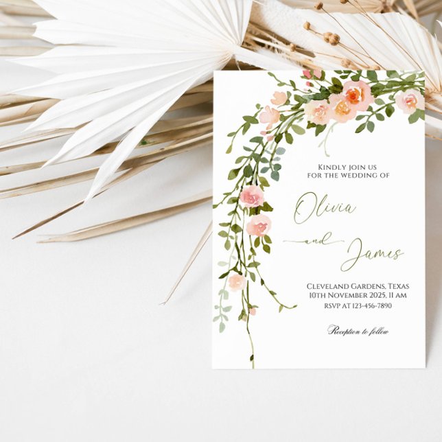 Elegant Rose Wreath Wedding Party Invitation (Creator Uploaded)