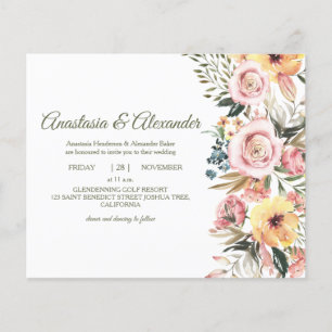 Elegant RoseBudget Invitation to wedding ceremony. Flyer