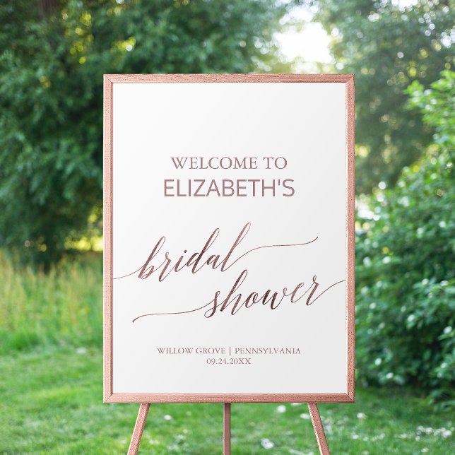 Elegant RoseGold Calligraphy Bridal Shower Welcome Poster (Creator Uploaded)