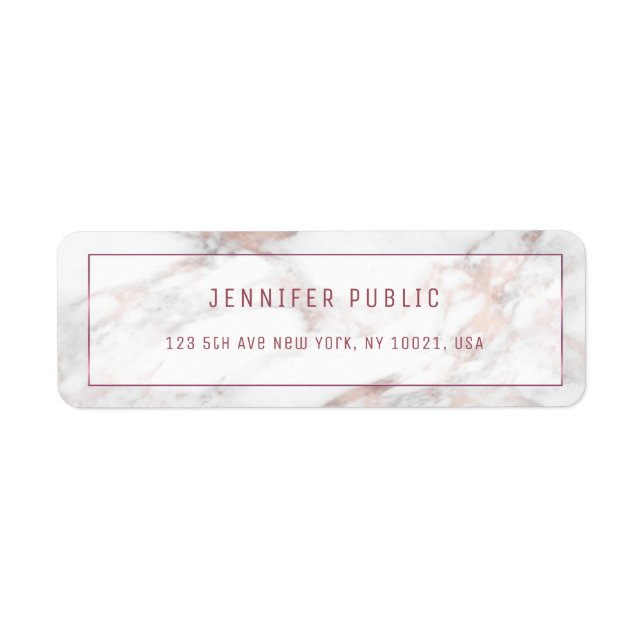 Elegant Rosegold Marble Template Return Address Label (Front)
