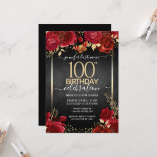 Elegant Roses 100th Birthday Invitation