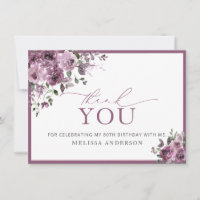 Elegant Roses 80th Birthday Thank You Card