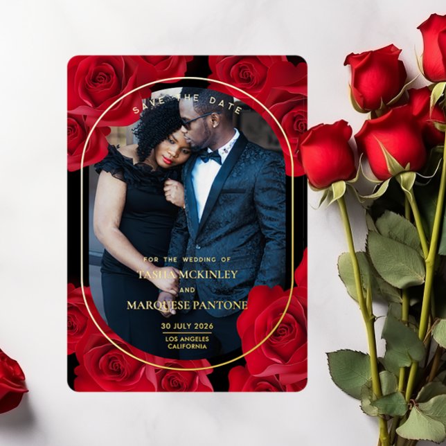 Elegant Roses and Photo Foil Save The Date (Creator Uploaded)