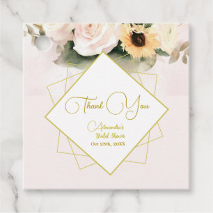 Elegant Roses and Sunflower Bouque Favour Tags