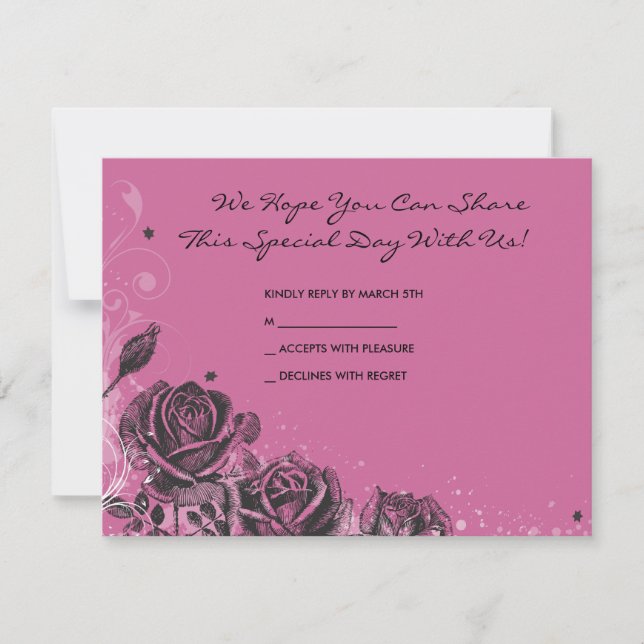 Elegant Roses Bat Mitzvah Invitation Reply Card (Front)