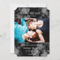 Elegant Roses Black + White Photo Save the Dates