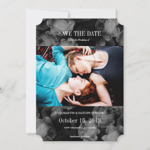 Elegant Roses Black + White Photo Save the Dates Date