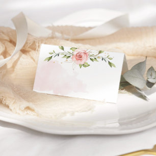 Elegant roses blush pink baby shower place card