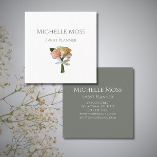 Elegant Roses Botanical Blush Professional  Square Business Card