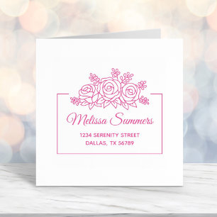 Elegant Roses Bouquet Flowers Frame Address Self-inking Stamp