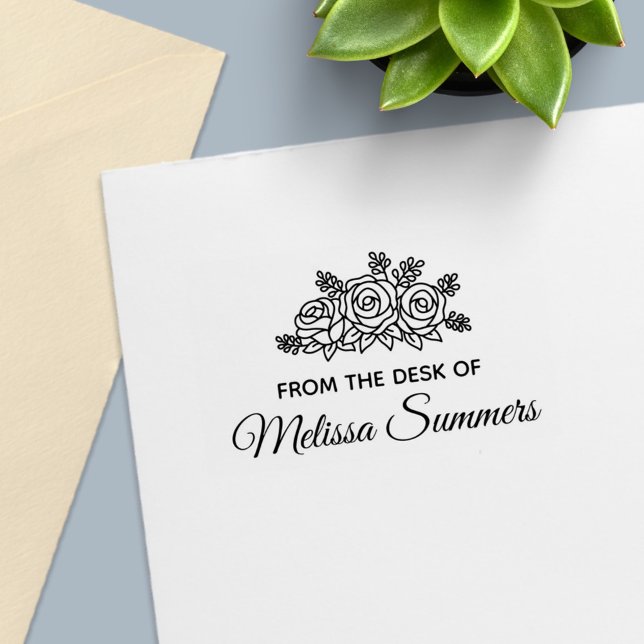 Elegant Roses Bouquet Flowers from the Desk of Self-inking Stamp (Creator Uploaded)