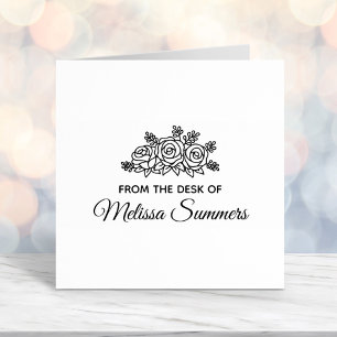 Elegant Roses Bouquet Flowers from the Desk of Self-inking Stamp