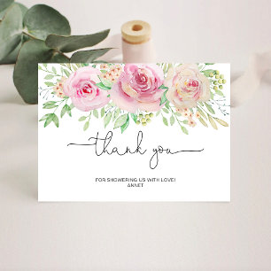 Elegant roses bridal shower thank you card