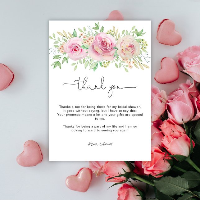 Elegant roses bridal shower thank you card (Creator Uploaded)