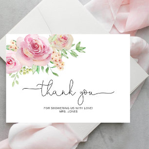 Elegant roses bridal shower thank you card
