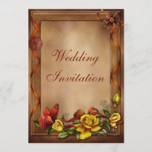Elegant Roses & Butterfly Wedding Invitation